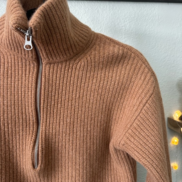Everlane | The Half-Zip Sweater in Luxe Merino in the Color Deep Camel - Picture 5 of 9